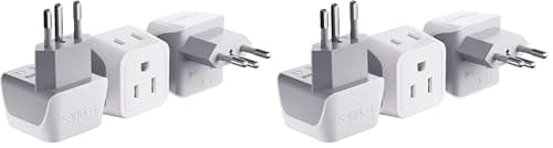 Ceptics Brazil Travel Adapter Plug with Dual USA Input - Type N (6 Pack - Ultra Compact - Safe Grounded Perfect for Cell Phones, Laptops, Camera Chargers and More - Power Plug (CT-11C)