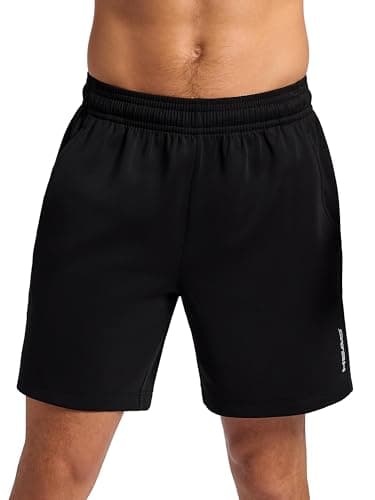 HEAD Men’s Elevate Essence Short, Standard Fit, 7” Inseam, Stretch Midweight Micro Pique Scuba Material, Black, Large