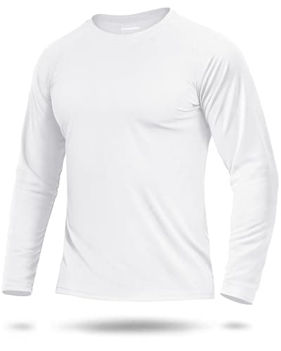 Boladeci Rash Guard for Men SPF Shirts Long Sleeve Lightweight UPF 50+ Sun Protection Swim Shirts Quick Dry UV Surf Water Running Fishing Tee T-Shirts White