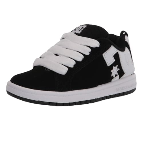 DC boys Court Graffik Skate Shoe, Black/White, 5 Big Kid US