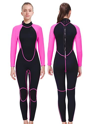 REALON Women's Mens Full Wetsuit 2mm Neoprene Back Zipper Swimming Surfing Diving Snorkeling Wet Suits Cold Water Long Sleeve Thermal Swimsuit