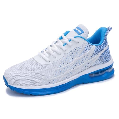 MAYKX Running Shoes for Men Tennis Walking Sneakers Lightweight Breathable Athletic Gym Shoes Comfortable Sports Fashion Sneakers for Workout Jogging Blue US 10.5