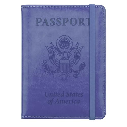 Passport Holder, Passport Cover, Passport Holder for Travel, Pen Holder with Vaccine Card Slot Passport Wallet for Women, Waterproof Traveling Must Haves Document Organizer Passport Case, Dark Purple