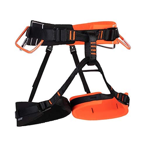 Mammut 4 Slide Climbing Harness – Adjustable Rock Climbing Harness with 4 Slide-Bloc Buckles & Wear Indicator, Comfortable Cushioned Fit for Indoor & Outdoor Climbing, Vibrant Orange-Black, XS-M