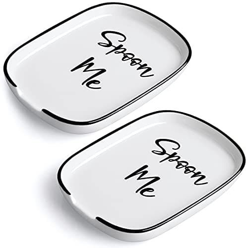 Ceramic Spoon Rest for Stove Top, Large Spoon Holder for Kitchen Counter, Coffee Spoon Rest, Heat-Resistant Cooking Utensil Rest, Modern Kitchen Decor, Set of 2