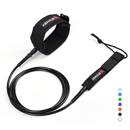 Abahub Premium Surfboard Leash, Straight Surf Board Leg Rope, Legrope Strap for Shortboard, Skimboard, Fish Surfboard Replacement Leashes 8 Foot Black 7 mm Thick