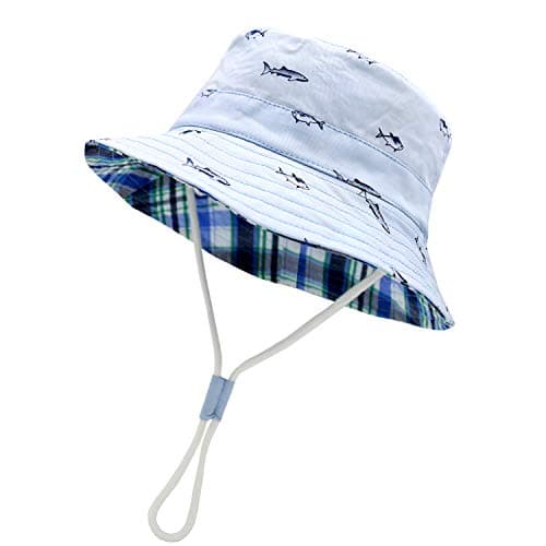 Sarfel Baby Sun Hat Toddler Summer Hats UPF 50+ Baby Bucket Hat Kids Beach Hats for Baby Boys Blue 19.7"(50cm)/12-24 Months