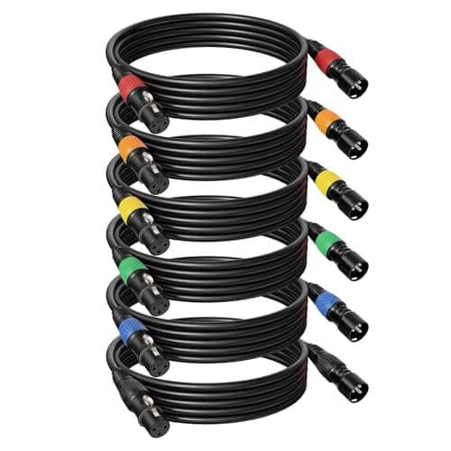 Tnlaile 6 Pack 25ft Color-Coded XLR Cables (Male to Female), OFC Microphone Cable for Recording Mixer, Amplifier, Podcast, Stage & Studio Pro Audio Equipment