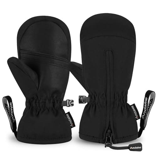 Andake Kids Ski Mittens Gloves Waterproof&Breathable Winter Warm Snow Gloves for Ages 1-10 Toddler Baby Girls and Boys(Black,XXXS(Fits 2-4Y))