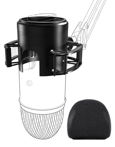 Etour Custom Built for Blue Yeti Shock Mount with Pop Filter, 2026 Upgrade Anti-Vibration Suspension Elastic Shock Mount Holder Clip Mics Stand with Screw Adapter Compatible with Yeti Microphone