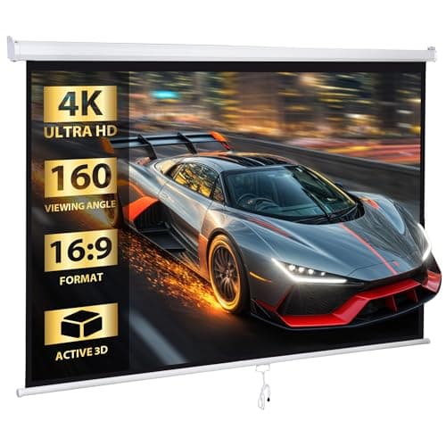 SUPER DEAL 80'' 16:9 HD Projection Screen Foldable Anti-Crease Portable Projector Movie Screen Manual Pull Down for Home Theater Presentation Education Outdoor Indoor Public Display