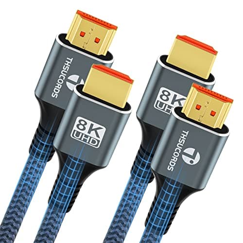 Thsucords 8K 4K HDMI Cable 3.3FT 2 Pack, High Speed Braided HDMI to HDMI 2.1 Cord Supports 8K@60Hz, 4K@120Hz 144Hz 48Gbps Compatible with Roku TV/PS5/HDTV/Blu-ray