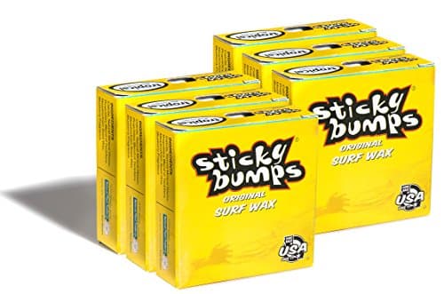 Sticky Bumps Original tropical surf wax- 6 Pack | Long-Lasting Surfboard Wax | Great Bump Building for Surfing | Non-Toxic, Nature-Safe | For Surfboard surf wax. For Temps 75°F / 28°C and above.