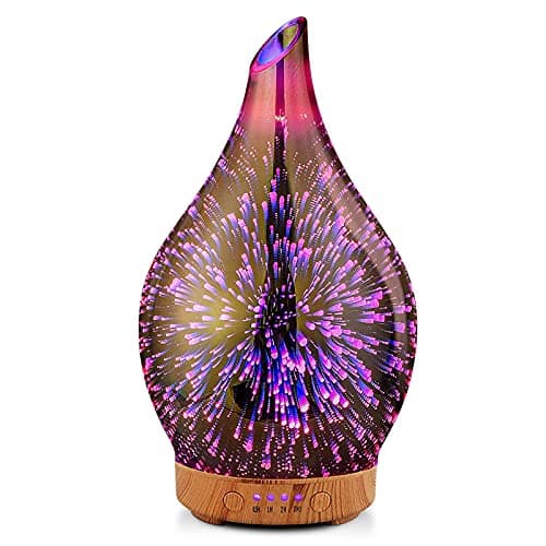 Porseme 150ml Essential Oil Diffuser Hand-Blown Glass Aroma Diffusor, Aromatherapy Unltrasonic Cool Mist deffuser, 7 Color Changing, Waterless Shut-Off, Timer Function for Home Office(Rose Gold)