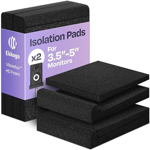 Ekkogo Studio Monitor Isolation Pads Premium Acoustic Foam for 3-4.5 Inch Speakers with Vibredux HD Foam for Superior Isolation, Black