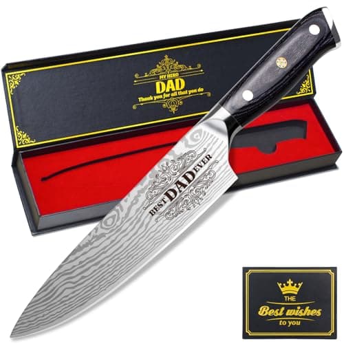 Mkeevee Fathers Day Dad Gift from Daughter Son Kids Dad Birthday Gift 8 inch Kitchen Knife Gift Set for Dad Professional Chef's Knife christmas presents for dad (Best Dad)